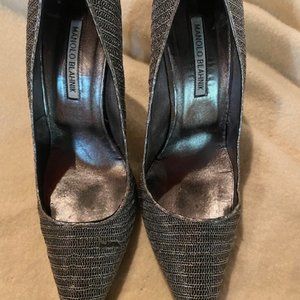 Manolo Blahnik silver metal heels
